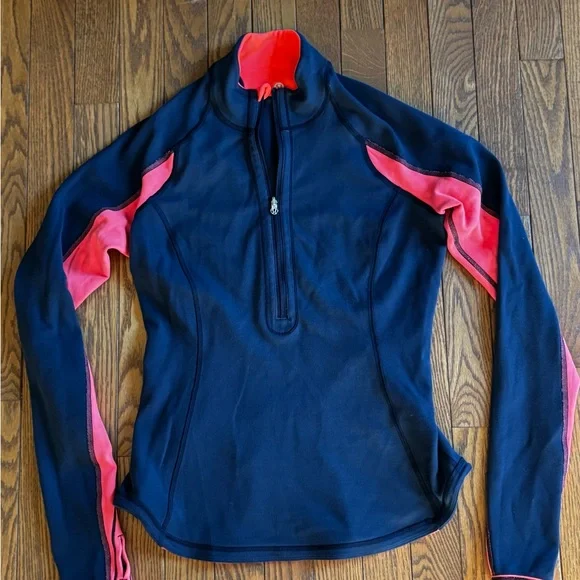 Lululemon reversible navy/coral 1/2 zip up pullover Long Sleeve Top size 6 - Picture 6 of 6